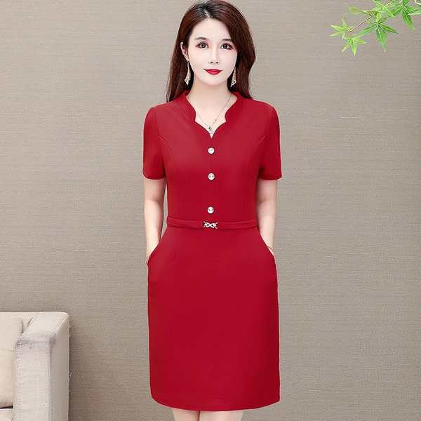 Đồ bộ trung niên cho mẹ đầm cho mẹ trung niên Váy liền ngắn tay cho mẹ trẻ mẫu mới mùa hè 2022 váy dài vừa tôn dáng gầy che bụng cho phụ nữ trung niên thời trang