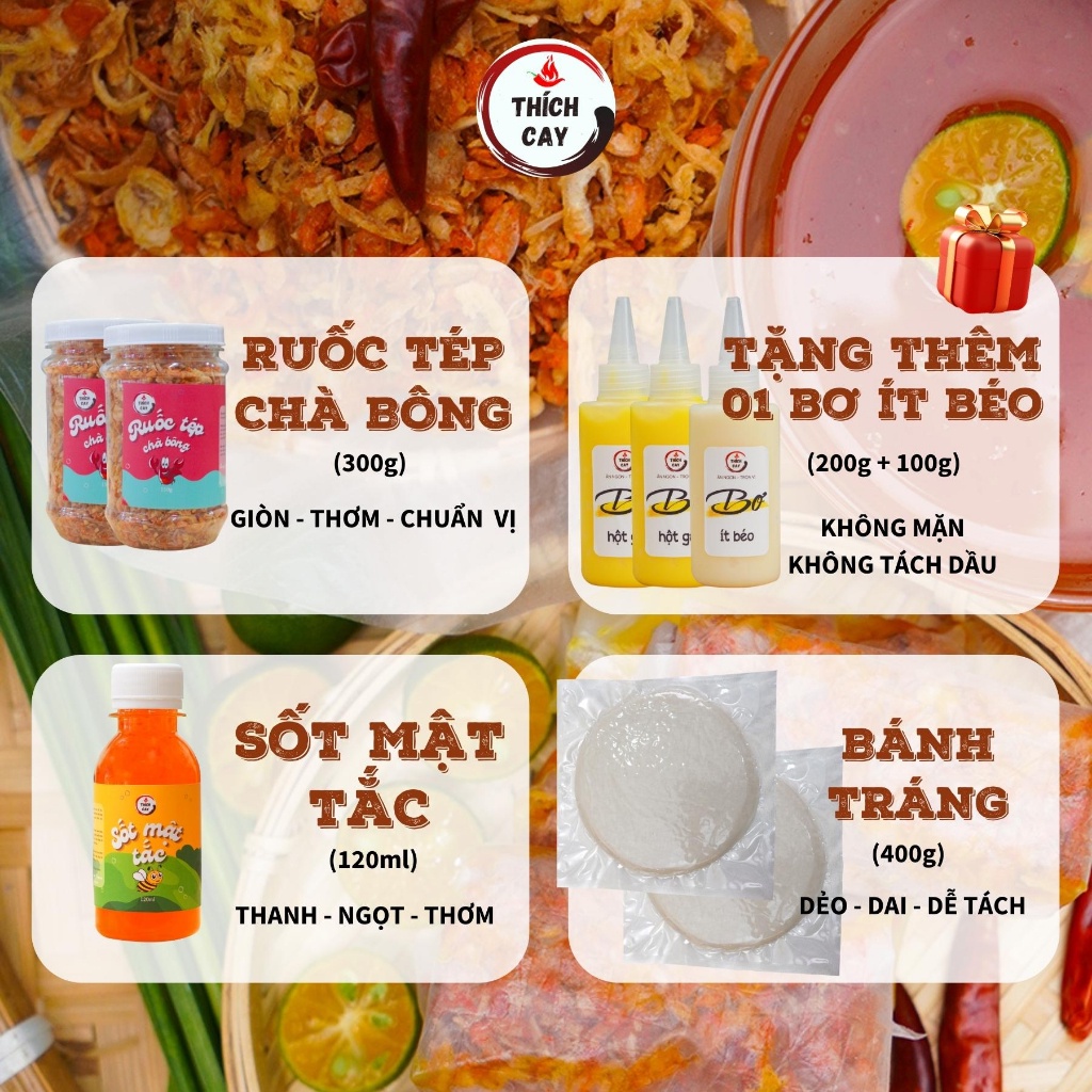 Combo Rước đèn - Bánh tráng phơi sương kèm ruốc tép chà bông, bơ hột gà Thích Cay