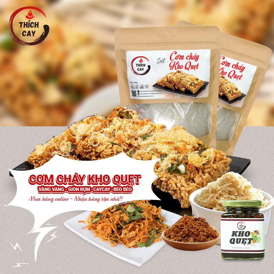 Set cơm cháy kho quet Thích Cay, cơm cháy chà bông, combo nguyên liệu