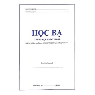 Sách Học bạ trung học phổ thông