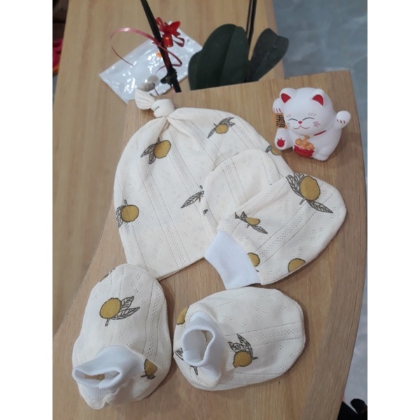 Set mũ sơ sinh Anchee cột xoắn