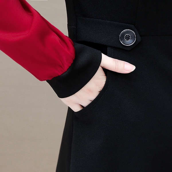 Đồ bộ trung niên cho mẹ đầm cho mẹ trung niên Váy liền giả hai chiếc lót nhung váy chữ A che bụng trẻ trung mẫu thu đông 2023 mẫu dài vừa cổ vuông trang phục cho mẹ trung niên