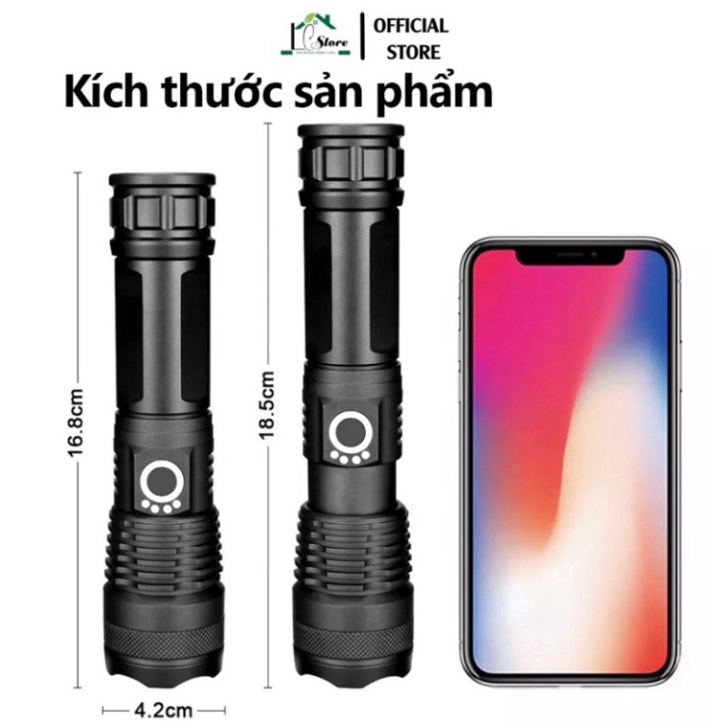 Đèn pin siêu sáng cầm tay bản cao cấp pin 26650 pin trâu, đèn led chiếu xa chống nước bảo hành 6 tháng New New