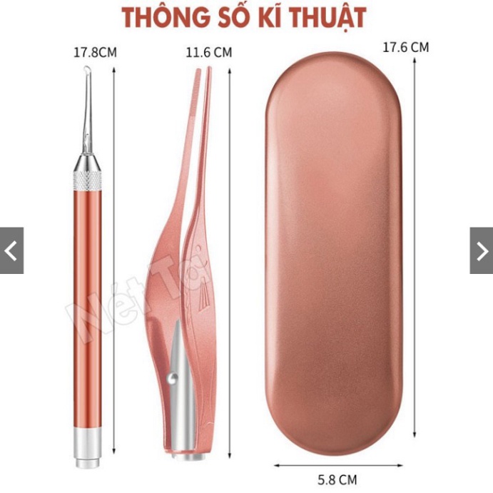 Bộ lấy ráy tai, ngoáy tai có đèn cho bé Bộ dụng cụ lấy ráy tai chuyên nghiệp