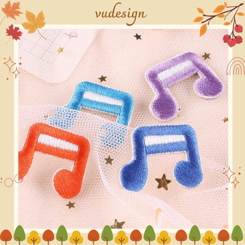 Sticker Dán Vải, Sticker Ủi Thêu Quần Áo, Balo, Túi, Mũ Hình Nốt Nhạc Nhiều Màu Cầu Vồng Đô Rê Mi Vudesign