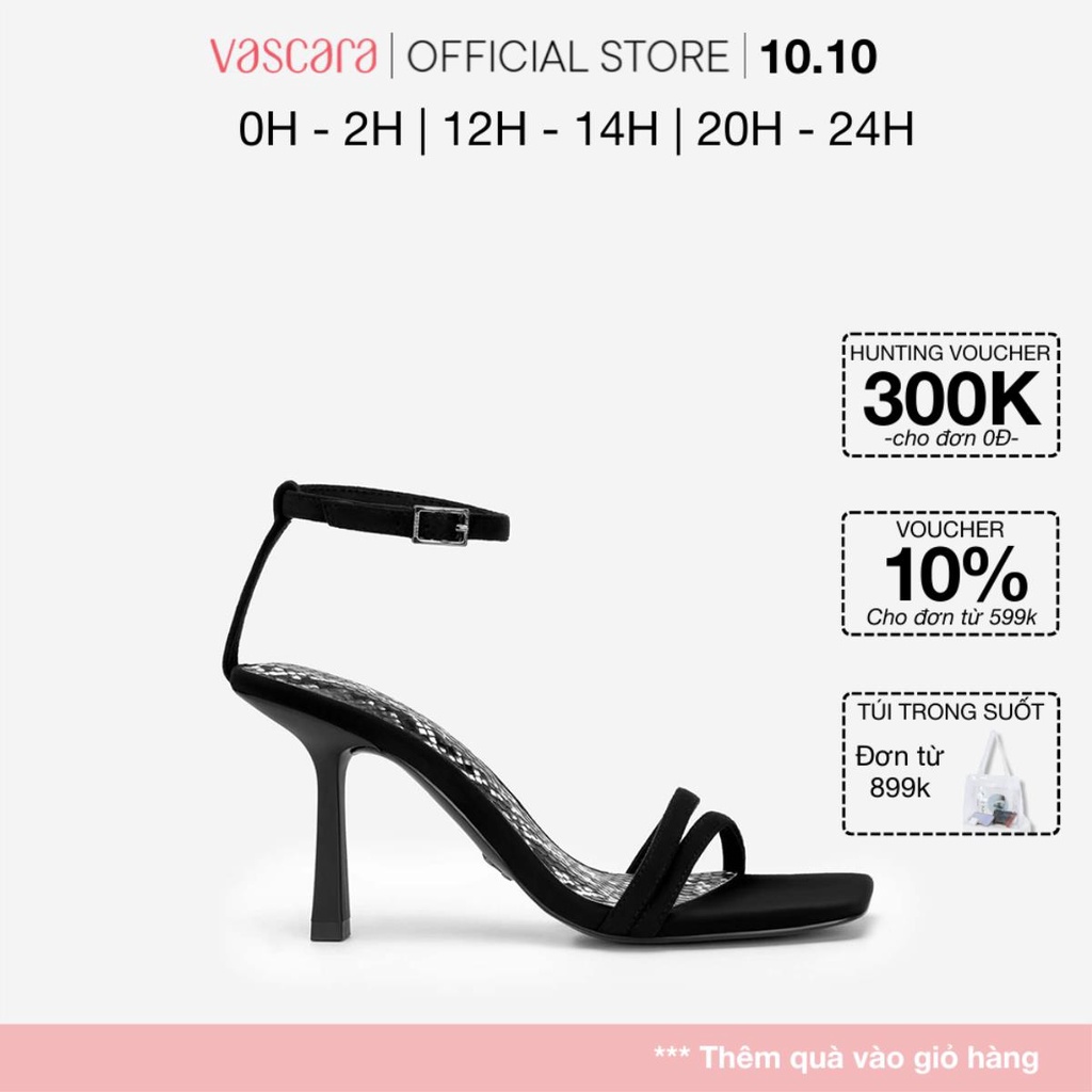 Vascara Giày Sandal Ankle Strap Phối Vân Da Rắn Quai Đôi - SDN 0731