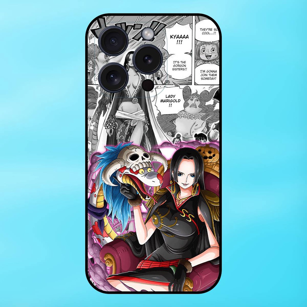 Ốp lưng điện thoại iPhone 15 Pro viền đen Boa Hancock One Piece Đảo Hải Tặc