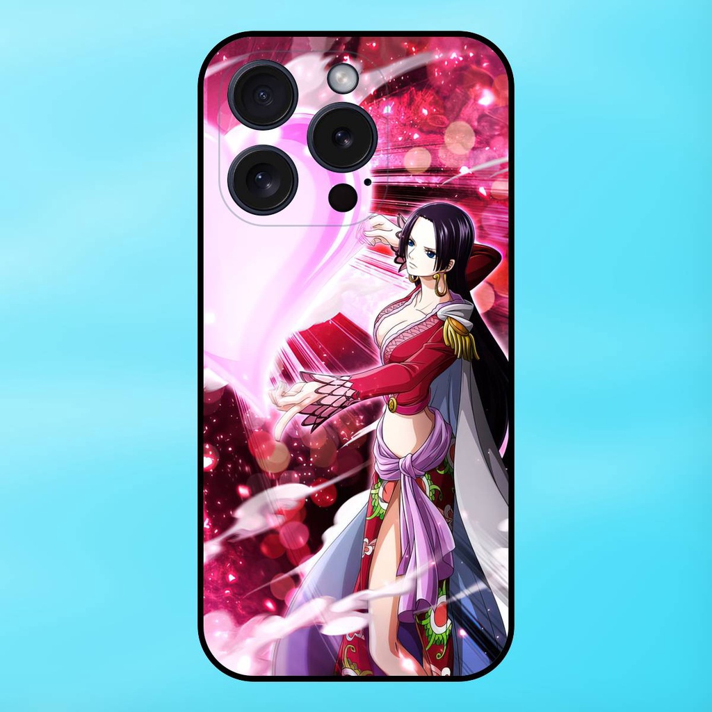 Ốp lưng điện thoại iPhone 15 Pro viền đen Boa Hancock One Piece Đảo Hải Tặc