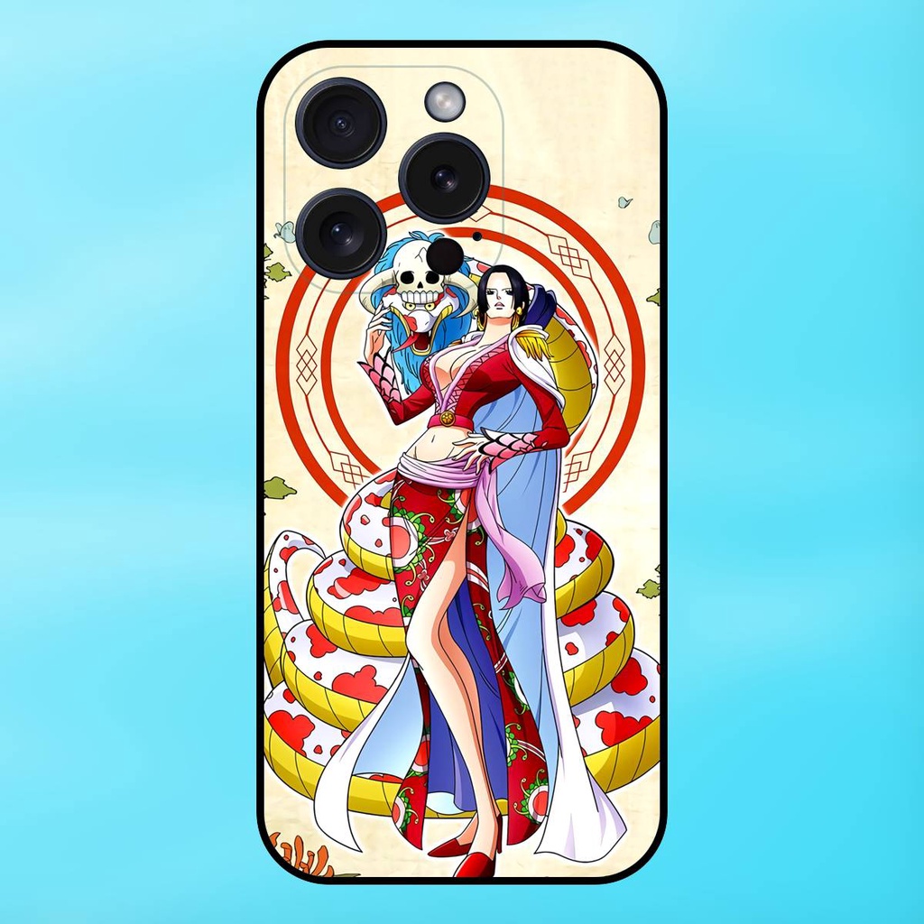 Ốp lưng điện thoại iPhone 15 Pro viền đen Boa Hancock One Piece Đảo Hải Tặc