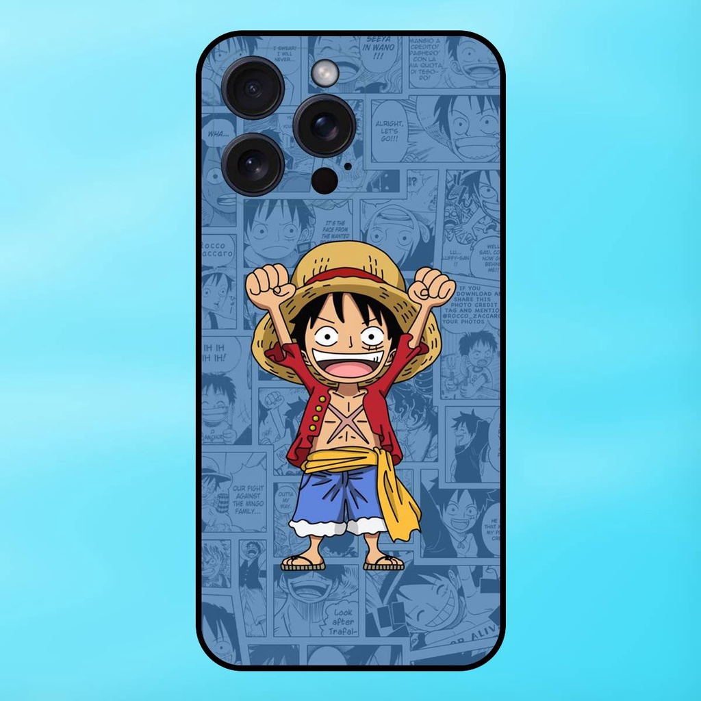 Ốp lưng điện thoại iPhone 15 Pro Max viền đen Luffy One Piece