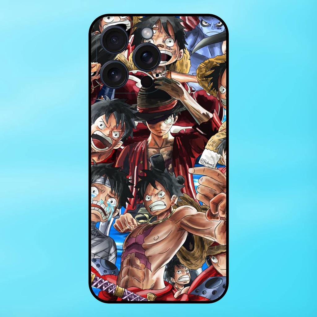 Ốp lưng điện thoại iPhone 15 Pro Max viền đen Luffy One Piece