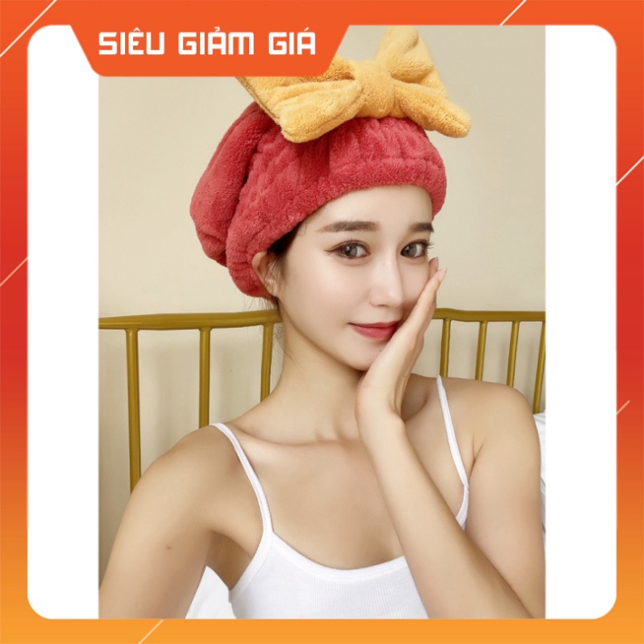 Mũ ủ tóc - Mũ quấn tóc gội đầu cao cấp, vải cotton mềm mại mũ chuyên dụng cho salon Cam