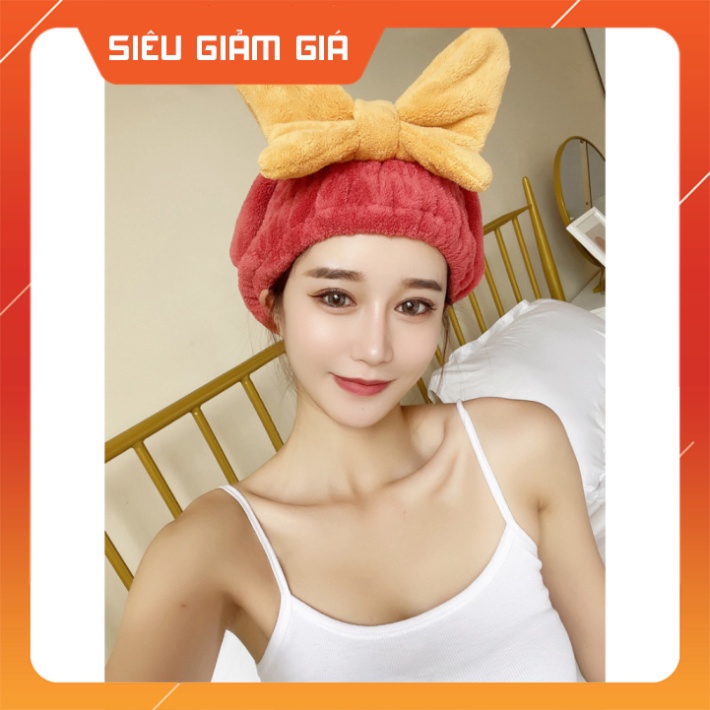 Mũ ủ tóc - Mũ quấn tóc gội đầu cao cấp, vải cotton mềm mại mũ chuyên dụng cho salon Cam