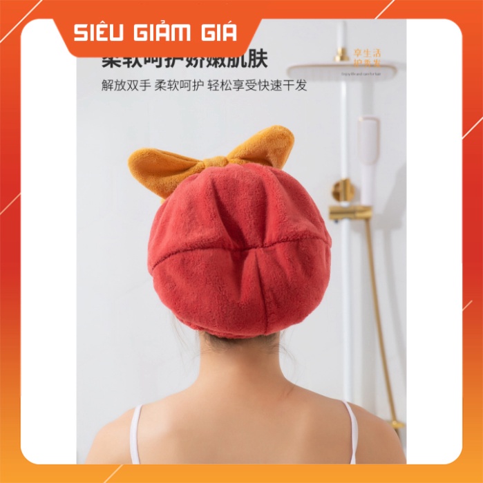 Mũ ủ tóc - Mũ quấn tóc gội đầu cao cấp, vải cotton mềm mại mũ chuyên dụng cho salon Cam