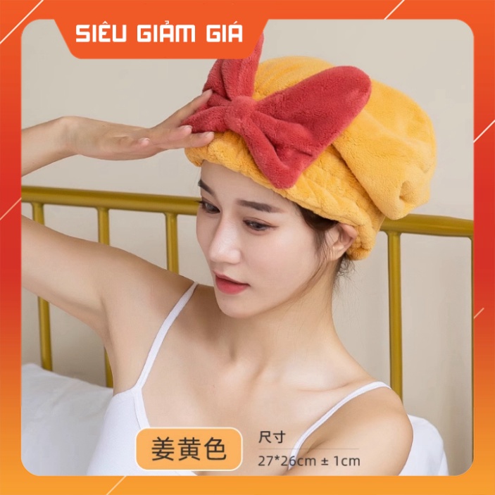 Mũ ủ tóc - Mũ quấn tóc gội đầu cao cấp, vải cotton mềm mại mũ chuyên dụng cho salon Cam
