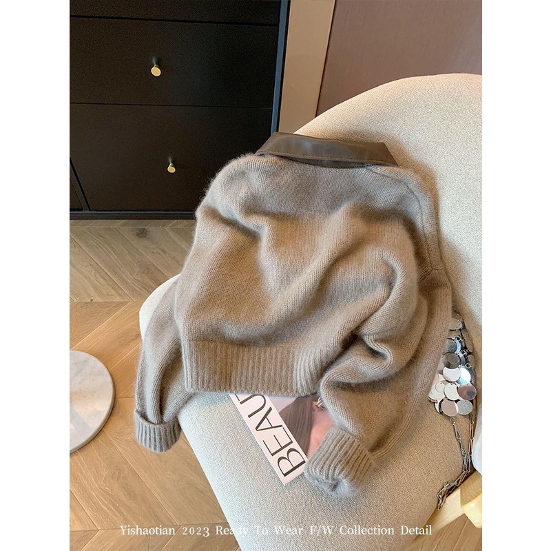 Áo Khoác cardigan Dệt Kim Mềm Mại Phối Khóa Kéo Đôi Thời Trang Mùa Thu 2023 Cho Nữ