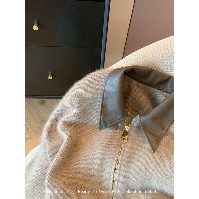 Áo Khoác cardigan Dệt Kim Mềm Mại Phối Khóa Kéo Đôi Thời Trang Mùa Thu 2023 Cho Nữ