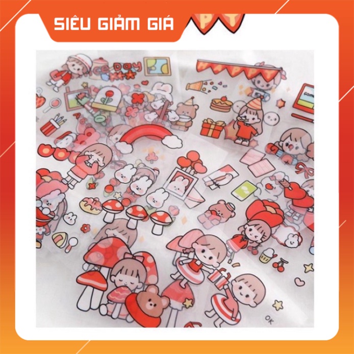 Sticker cute trang trí dán tập vở, bình nước, bút nước Cam