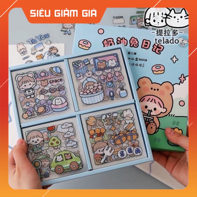 Sticker cute trang trí dán tập vở, bình nước, bút nước Cam