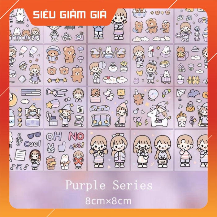 Sticker cute trang trí dán tập vở, bình nước, bút nước Cam