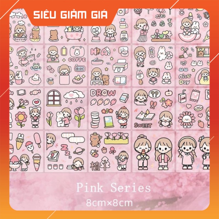 Sticker cute trang trí dán tập vở, bình nước, bút nước Cam