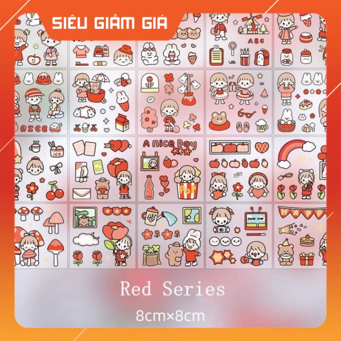 Sticker cute trang trí dán tập vở, bình nước, bút nước Cam