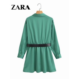 Morocco Zara Đầm Sơ Mi Tay Dài chất lụa mềm trơn