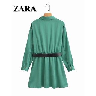 Morocco Zara Đầm Sơ Mi Tay Dài chất lụa mềm trơn