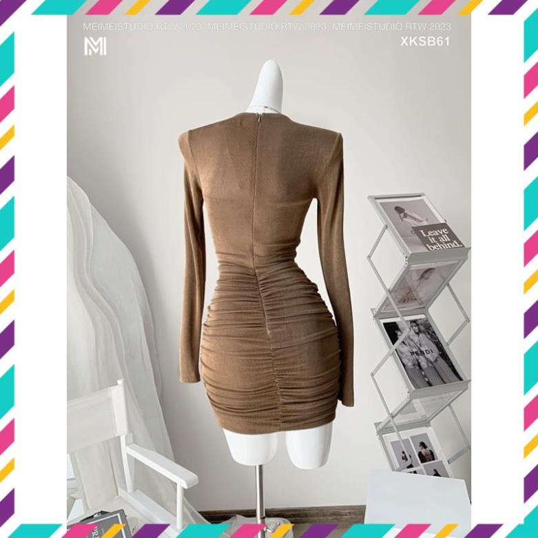 Đầm body nhung rúm hông kèm quây MEIMEI