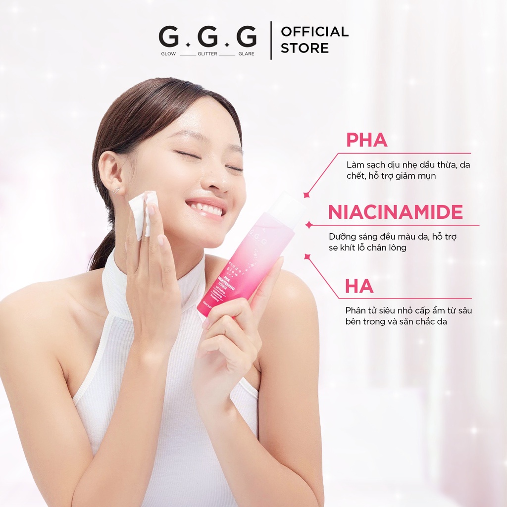 Toner PHA (Nước Cân Bằng) Peel Da Dịu Nhẹ Dưỡng Sáng Da GGG Wonder Glow PHA Brightening 150ml