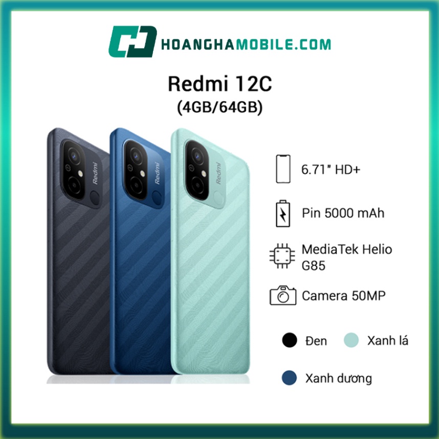 Điện thoại Xiaomi Redmi 12C  Bảo Hành Chính Hãng 18 Tháng - Hoàng Hà Mobile