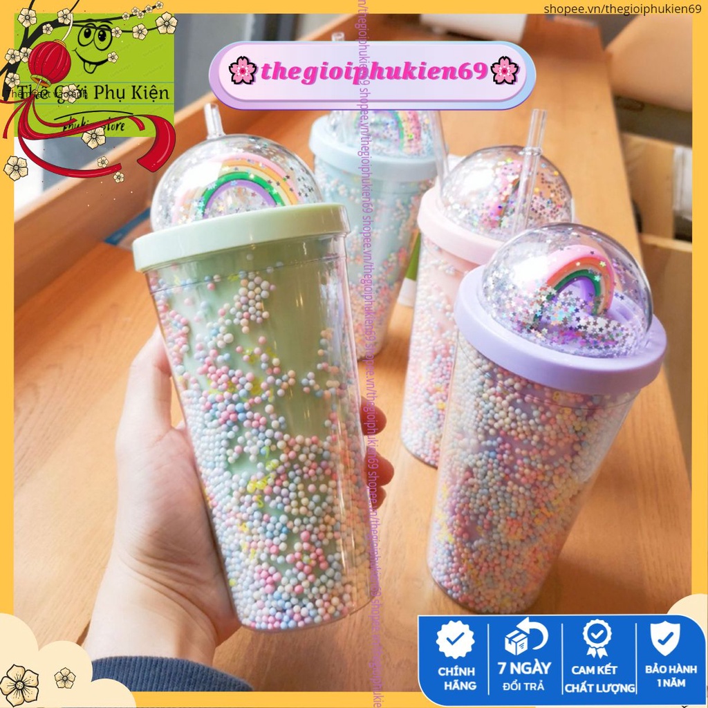 Ly 2 lớp cầu vồng 3D nhiều màu sắc pastel (kèm ống hút) 500ml dễ thương kute 🌸𝒕𝒉𝒆𝒈𝒊𝒐𝒊𝒑𝒉𝒖𝒌𝒊𝒆𝒏𝟔𝟗🌸