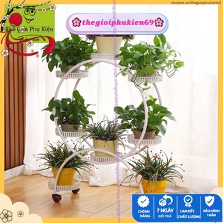 Kệ để chậu hoa cây cảnh 3-5-6 tầng có bánh xe di chuyển, kệ hoa trang trí ban công, treo tường bằng sắt