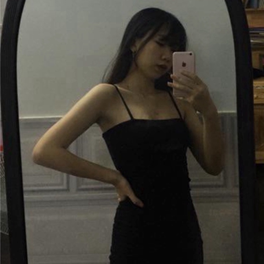 Váy 2 dây trơn đen xa hoa phối hợp Blazer, cardigan siêu chất - Váy hai dây ôm body tôn dáng