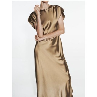 Zara full tag made Morocco Đầm Lụa satin Thời Trang Thanh Lịch Xinh Xắn