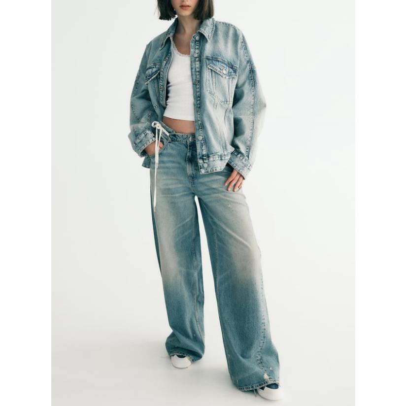 Morocco Zara Áo Khoác denim Dáng Rộng Thời Trang Mùa Thu