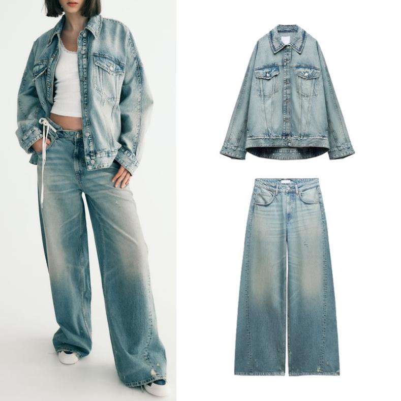 Morocco Zara Áo Khoác denim Dáng Rộng Thời Trang Mùa Thu