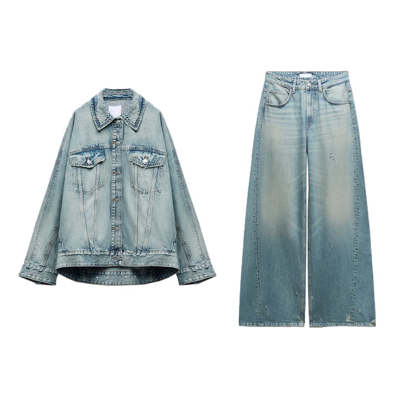 Morocco Zara Áo Khoác denim Dáng Rộng Thời Trang Mùa Thu