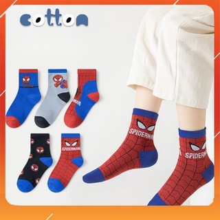 [Hàng loại 1] Set 10 đôi tất trẻ em, tất bé trai cổ cao hình siêu nhân người nhện cho bé từ 1 đến 9 tuổi