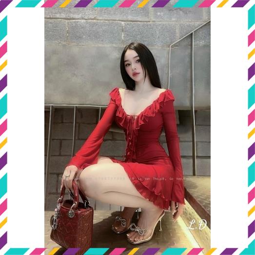 Đầm ngắn lưới bèo sexy, váy nữ lưới tiểu thư style hàn quốc