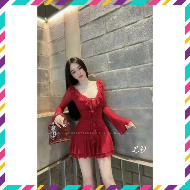 Đầm ngắn lưới bèo sexy, váy nữ lưới tiểu thư style hàn quốc