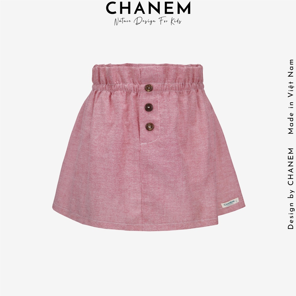 Chân váy cho bé gái NINI CHANEM phối cúc (có quần trong), bèo cạp chun điệu đà chất liệu cotton cao cấp mềm mại