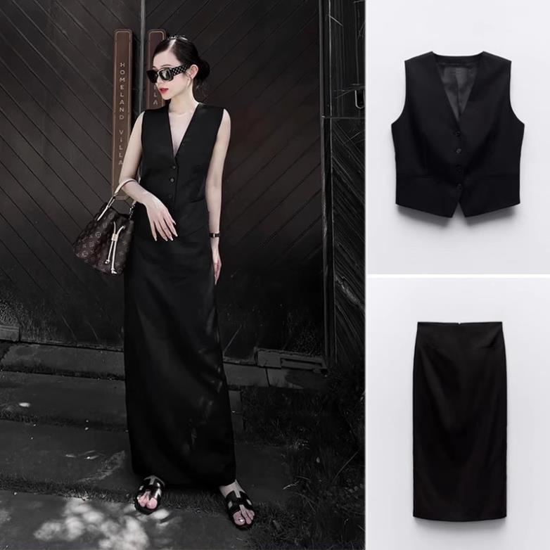 Morocco Zara áo gile và chân váy kiểu châu âu thanh lịch