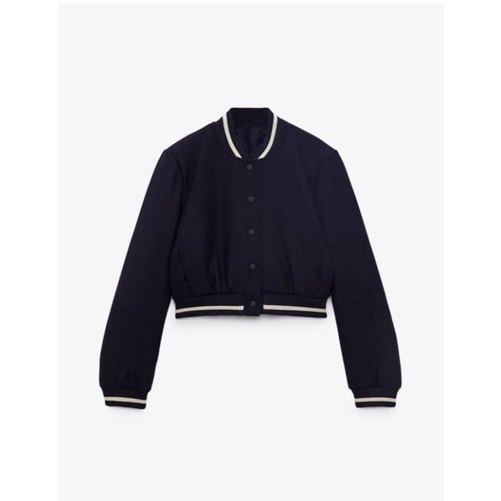 Morocco Zara Áo Khoác Bóng Chày Dài Tay Cổ Đứng