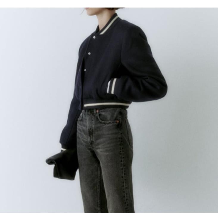 Morocco Zara Áo Khoác Bóng Chày Dài Tay Cổ Đứng