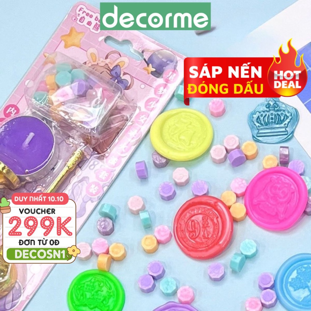 Bộ Sáp Nến Đóng Dấu Decorme Dấu Niêm Phong Bì Thư Thủ Công Trang Trí DIY