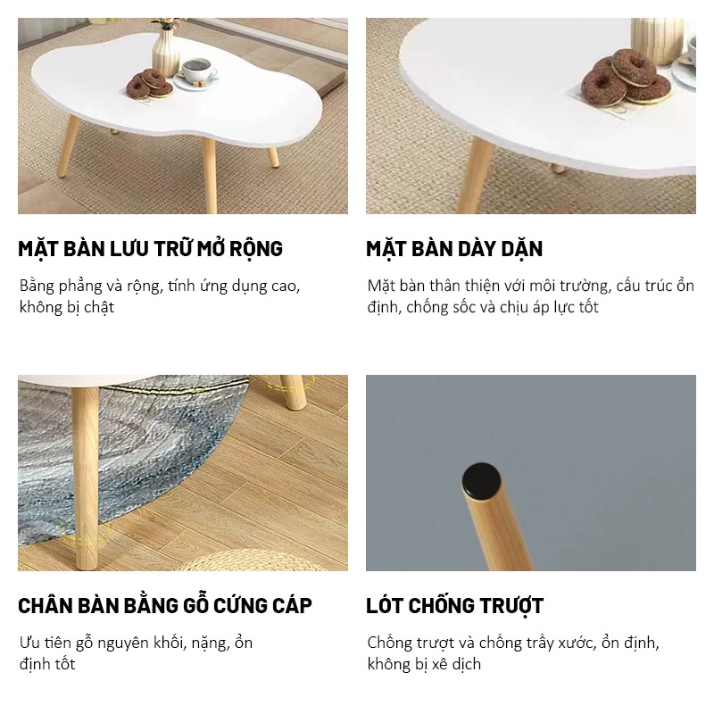 Bàn Trà Gỗ Hình Đám Mây Bàn Trà Phòng Khách Đám Mây 1 - 2 Tầng Thiết Kế Vân Gỗ Sáng Tinh Tế