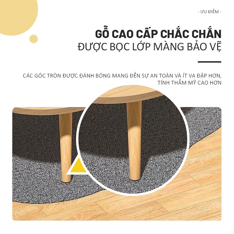 Bàn Trà Gỗ Hình Đám Mây Bàn Trà Phòng Khách Đám Mây 1 - 2 Tầng Thiết Kế Vân Gỗ Sáng Tinh Tế