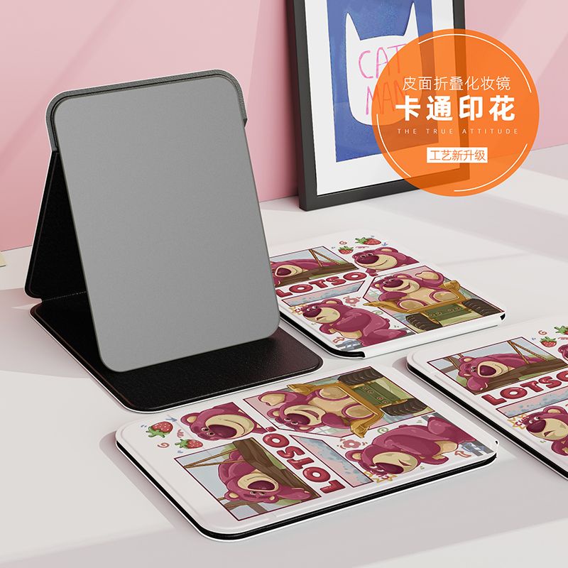 Dễ Thương Gương Trang Điểm Để Bàn Có Thể Gấp Gọn Hình Gấu Dâu Tây Đáng Yêu