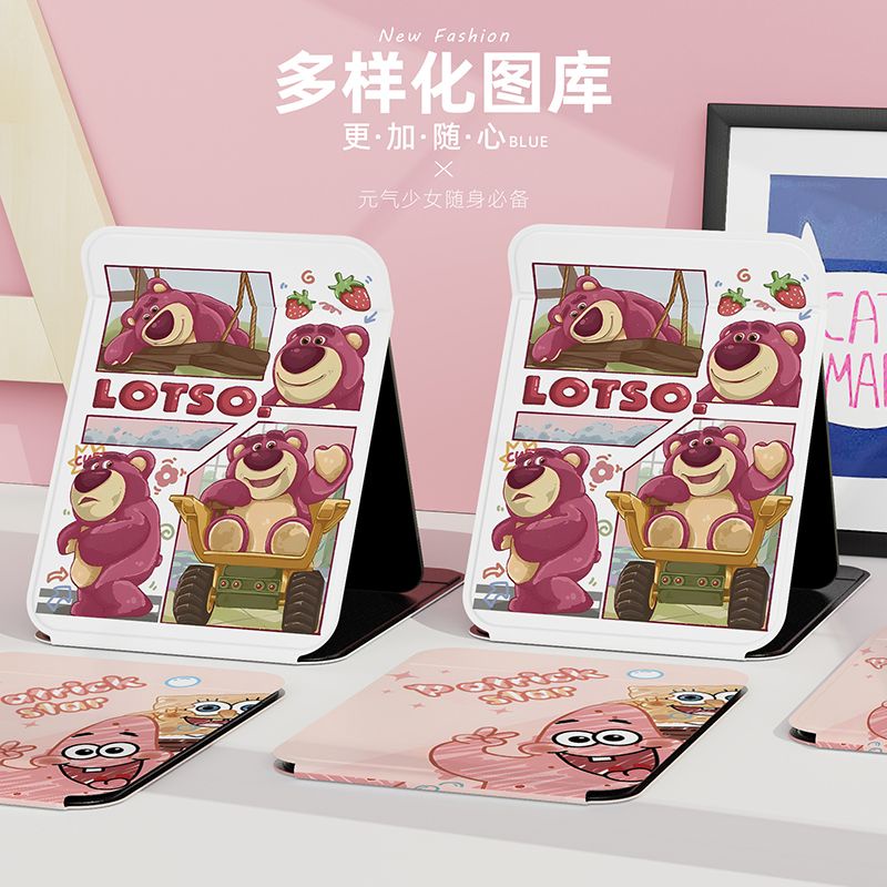 Dễ Thương Gương Trang Điểm Để Bàn Có Thể Gấp Gọn Hình Gấu Dâu Tây Đáng Yêu